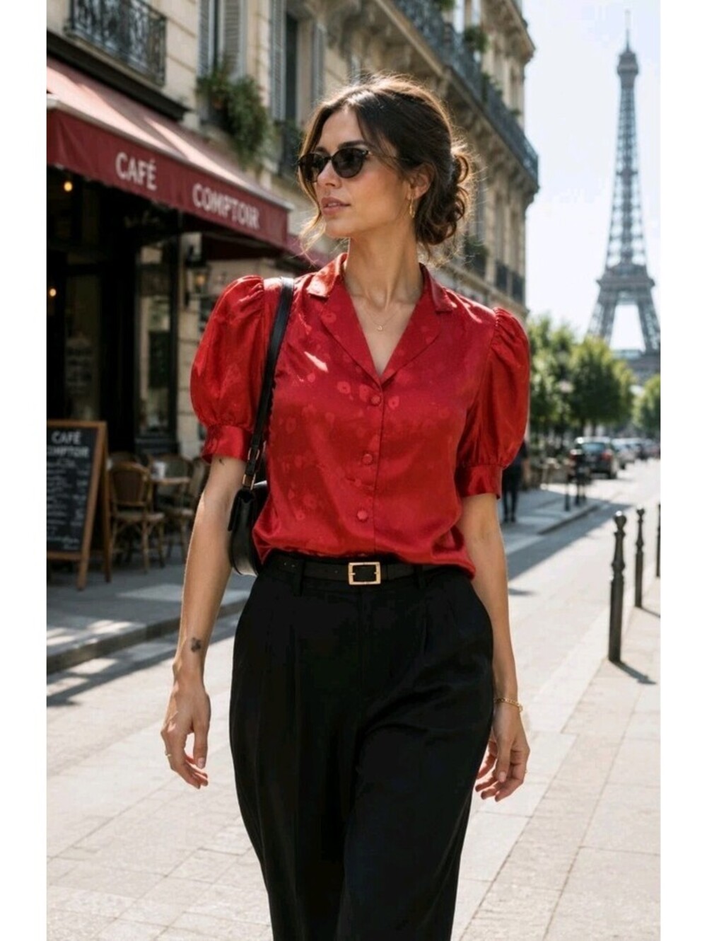 The Kooples Mandarin Jacquard Puffed Sleeve Button Up Blouse Size S NWT $275 #CC